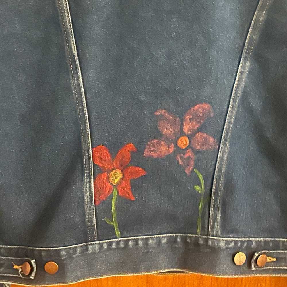 vintage wrangler jean Jacket No Fault Denim Flowe… - image 6
