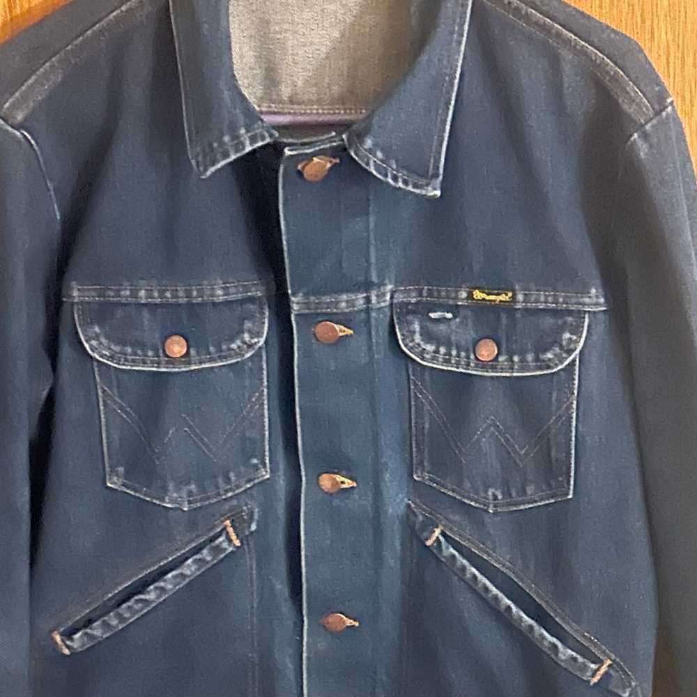 vintage wrangler jean Jacket No Fault Denim Flowe… - image 7