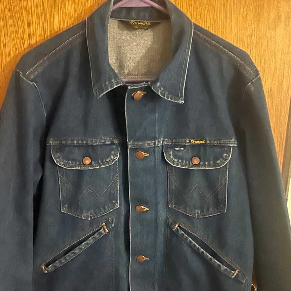 vintage wrangler jean Jacket No Fault Denim Flowe… - image 9