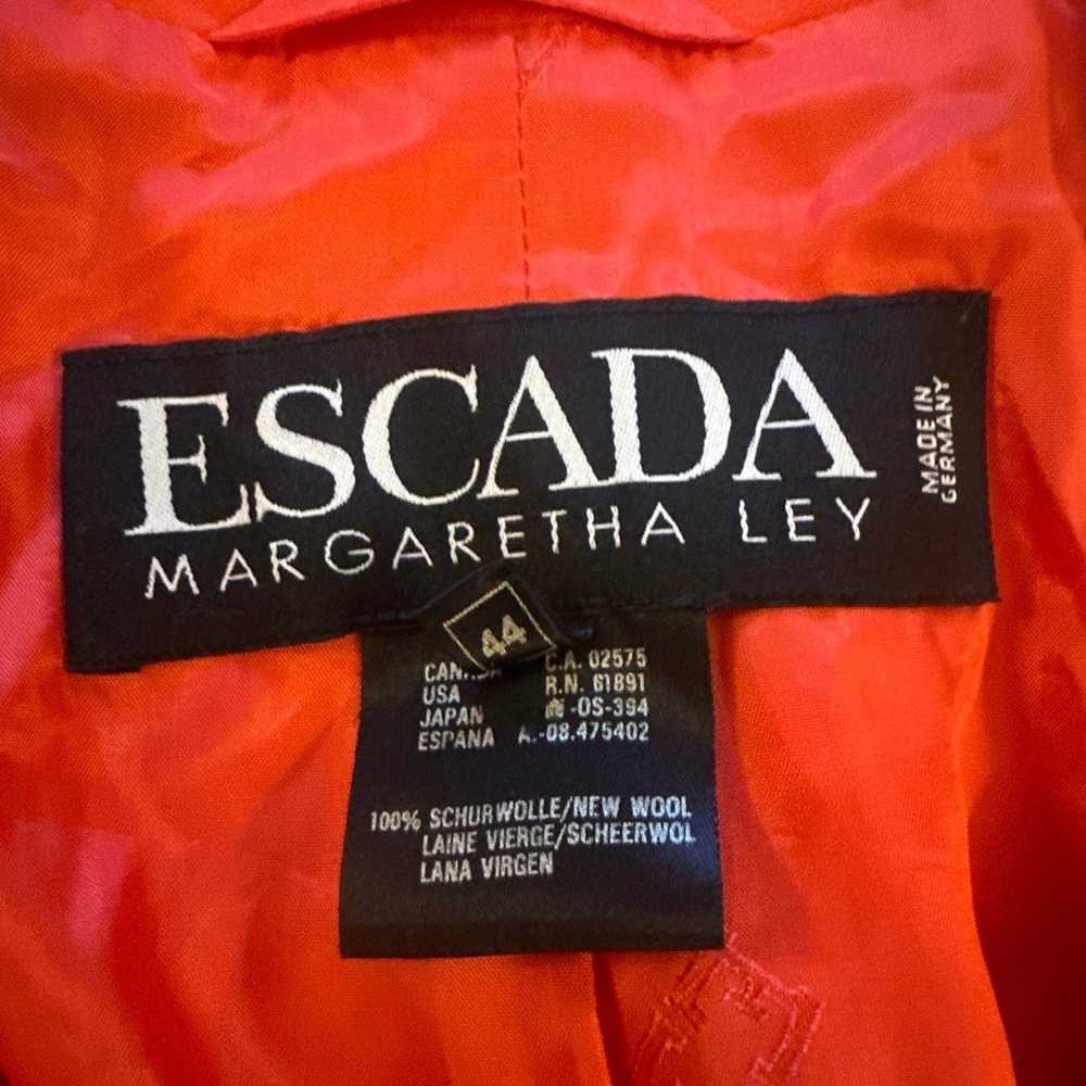 Vintage L 44 Escada Margaretha Ley 100% Wool Red … - image 3