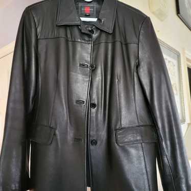 womens black leather jacket - image 1