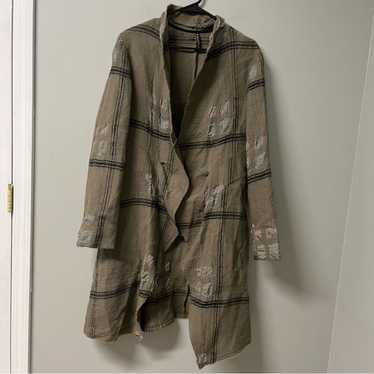 Babette Wool Patchwork Plaid Longline Jacket XL G… - image 1