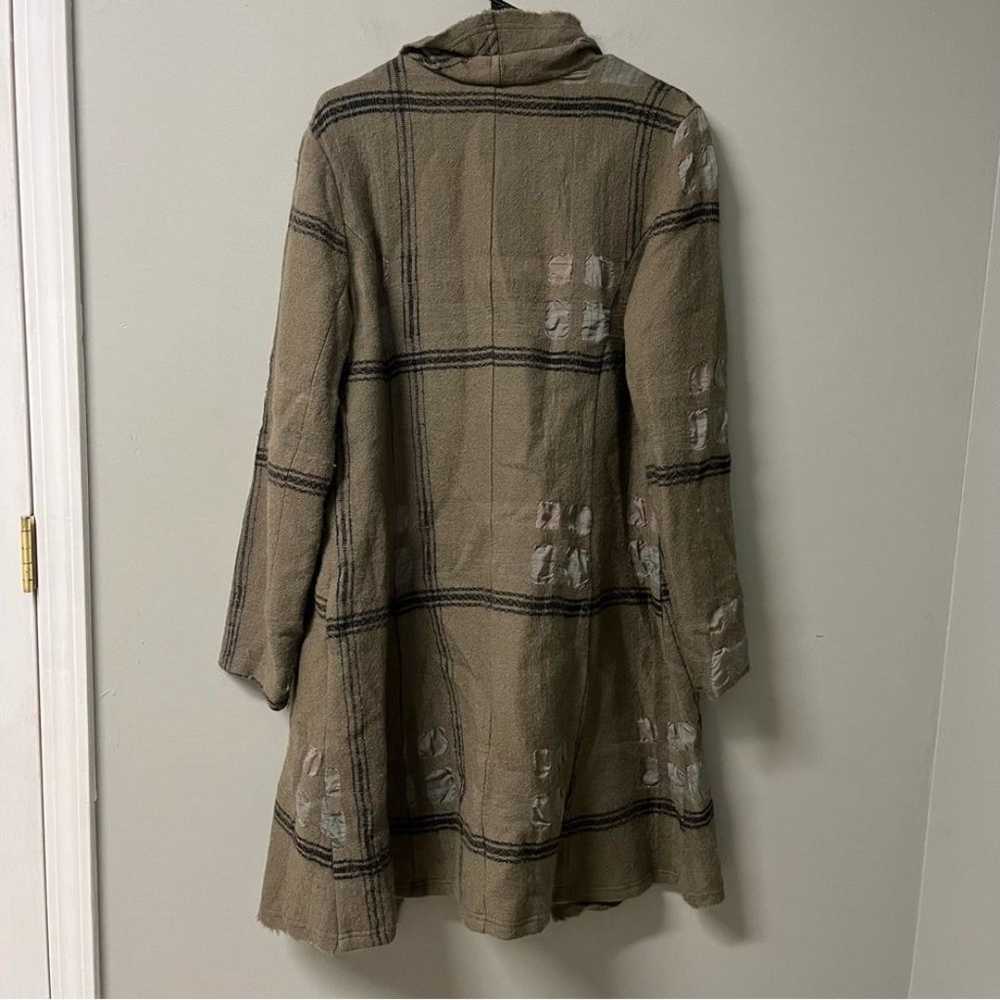 Babette Wool Patchwork Plaid Longline Jacket XL G… - image 2