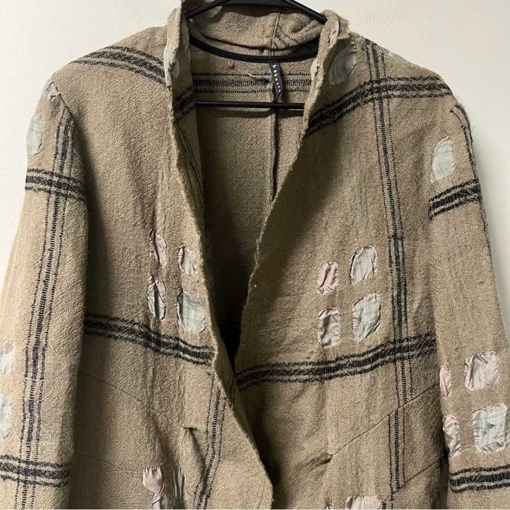 Babette Wool Patchwork Plaid Longline Jacket XL G… - image 3