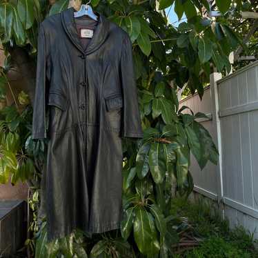 Vintage Pisano black leather long coat - image 1
