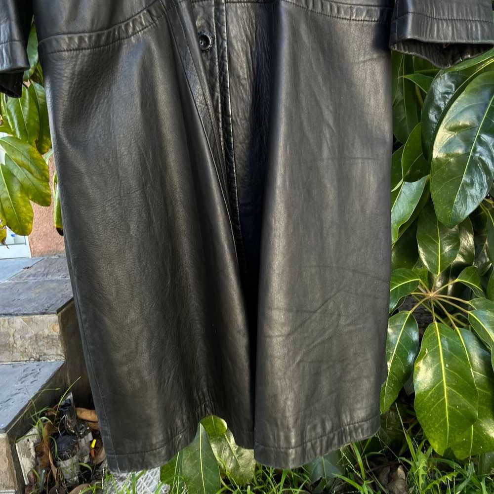 Vintage Pisano black leather long coat - image 3