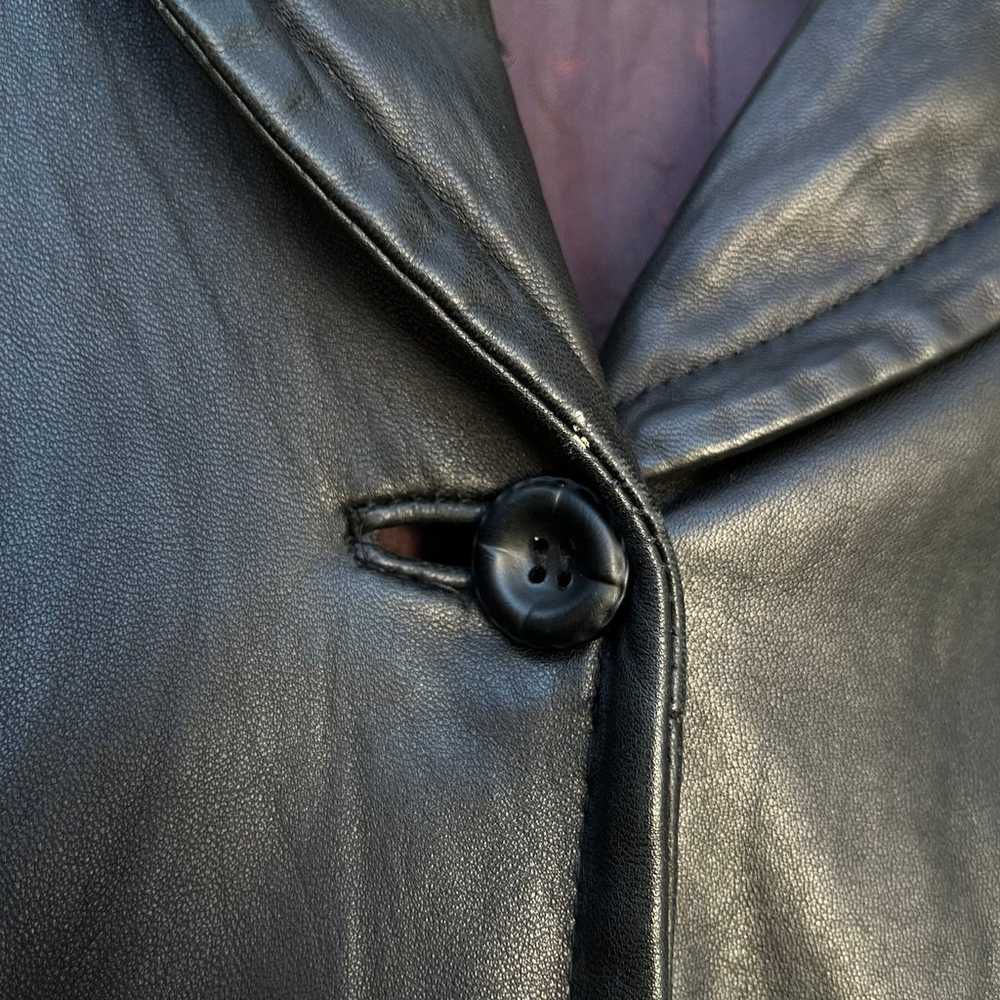 Vintage Pisano black leather long coat - image 4