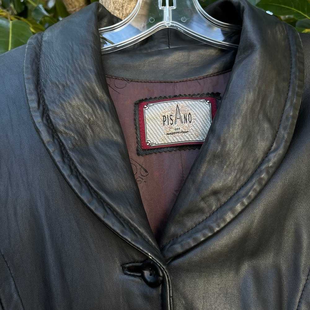 Vintage Pisano black leather long coat - image 5