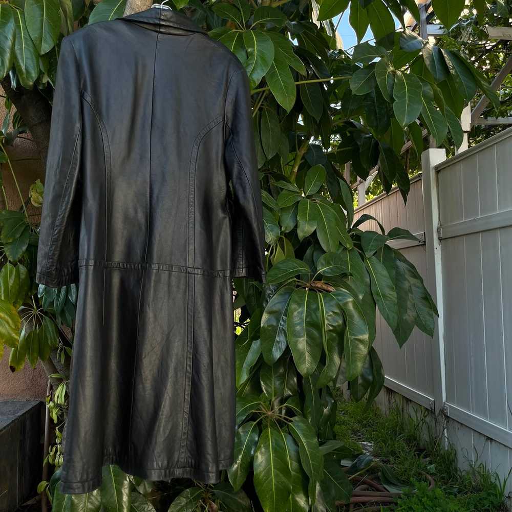 Vintage Pisano black leather long coat - image 7