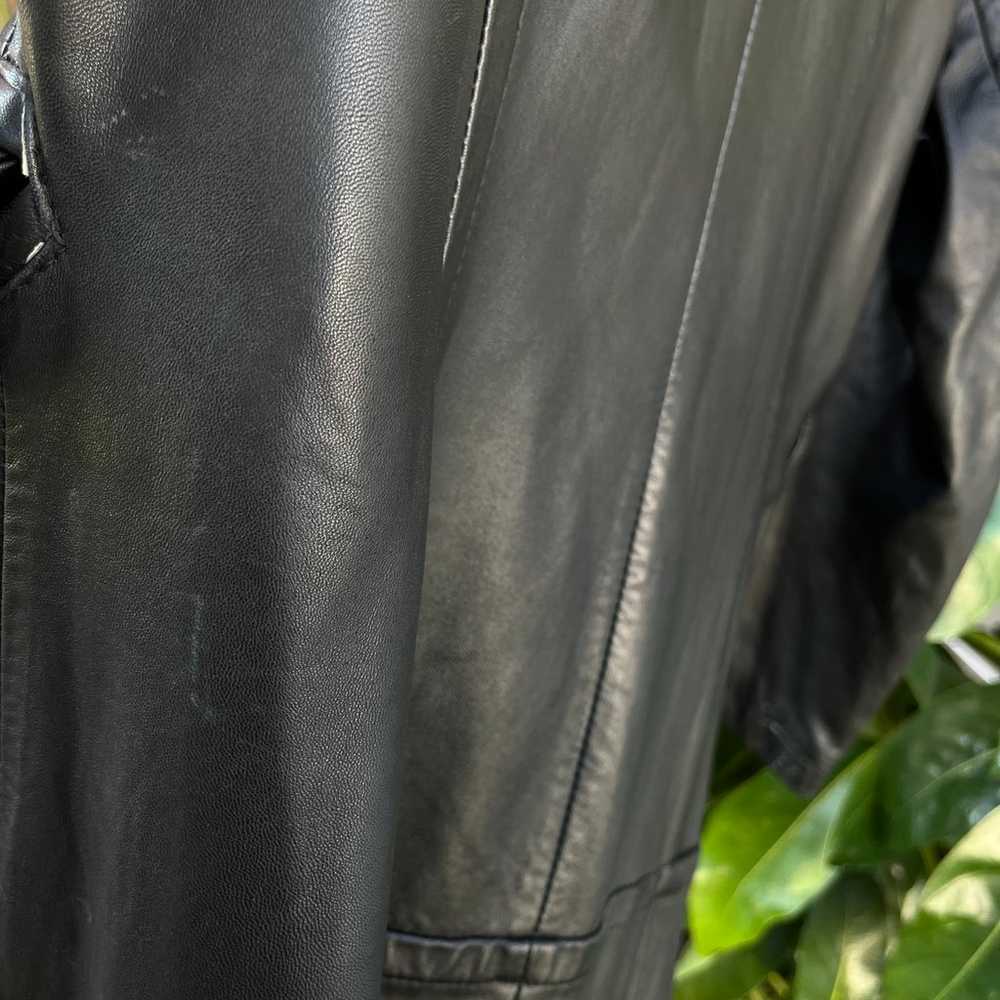 Vintage Pisano black leather long coat - image 9