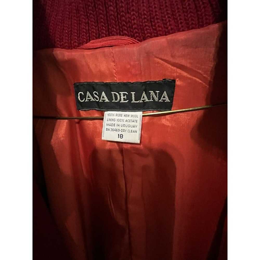 Women’s Heavy Red Wool Coat Jacket Sz 18 Casa De … - image 6