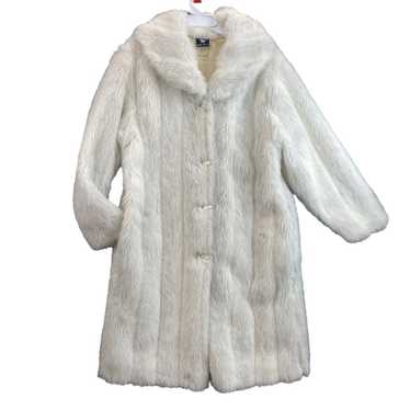 Vintage Silver Unicorn Faux Fur Coat Size 18.5