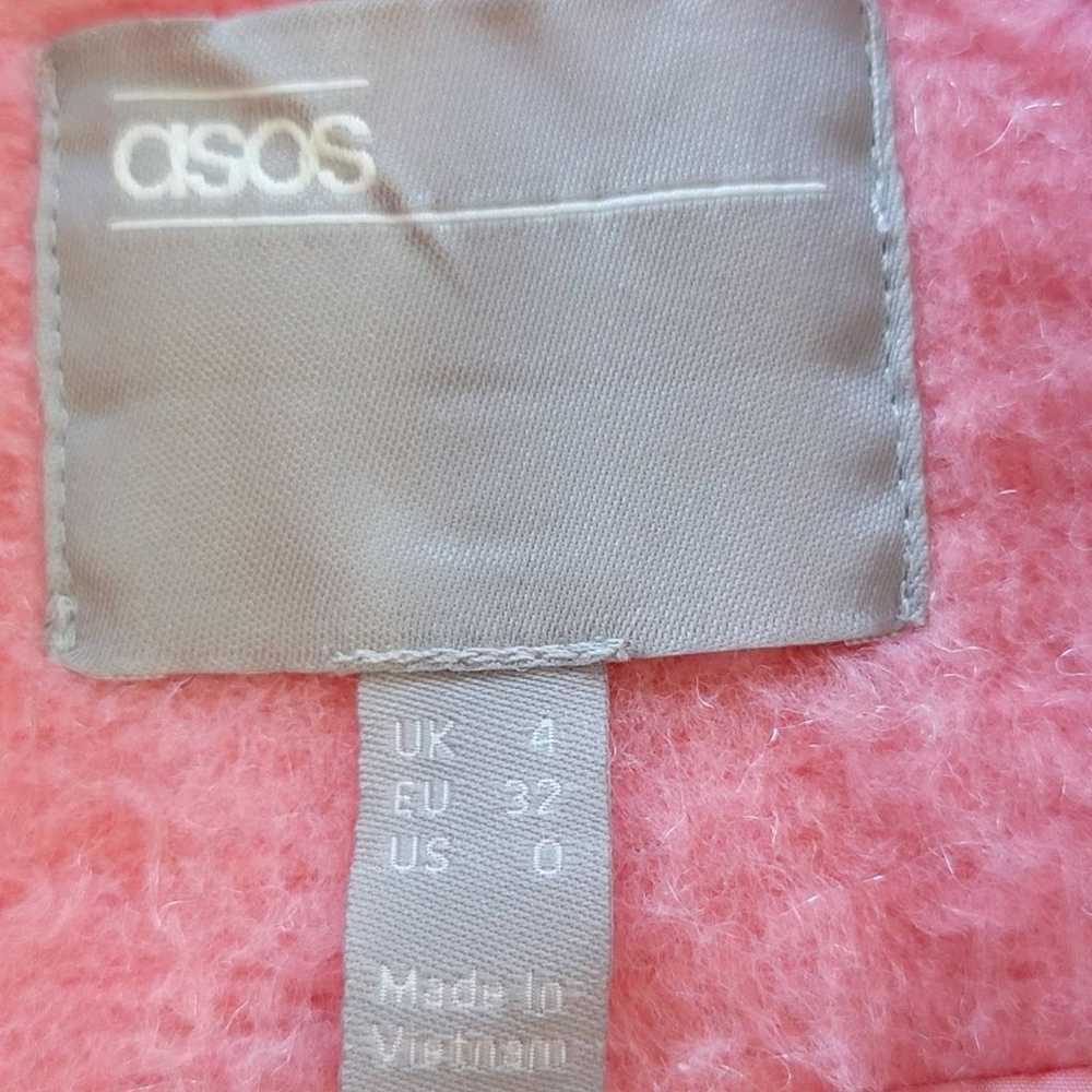 Asos Pink Brushed Longline Coat SZ 0 - image 2