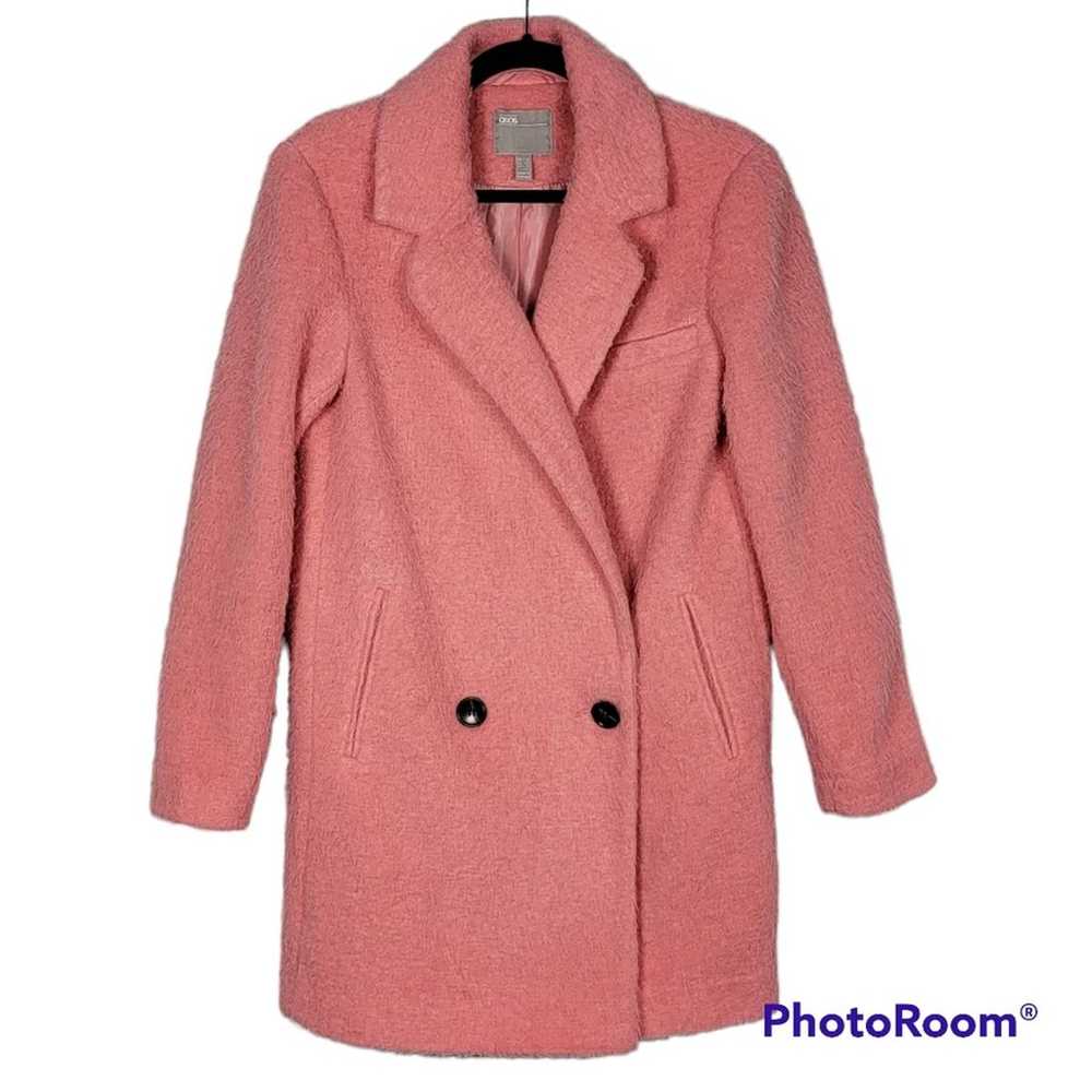 Asos Pink Brushed Longline Coat SZ 0 - image 4