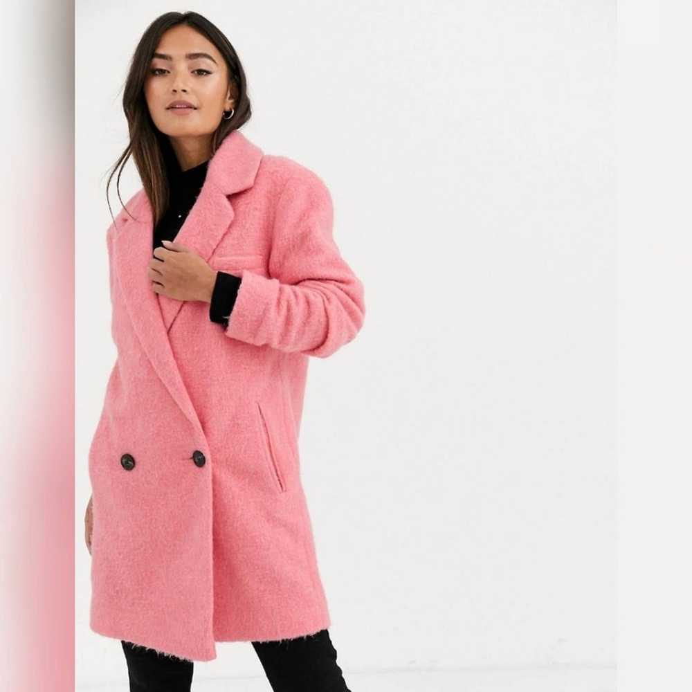 Asos Pink Brushed Longline Coat SZ 0 - image 6