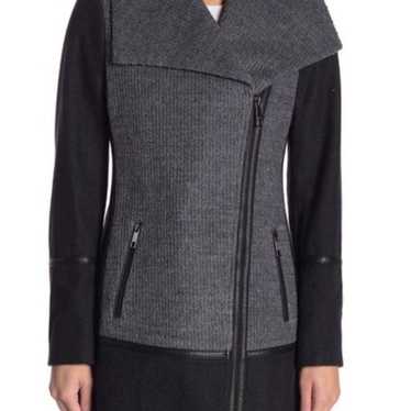 GUESS Wool Blend Asymmetrical Zip Coat