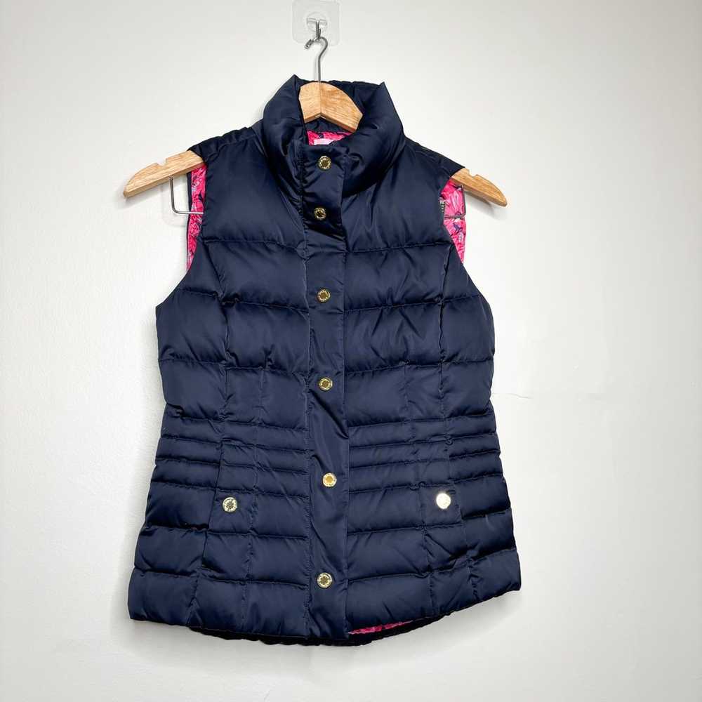 Lilly Pulitzer Isabelle Navy Down Vest XS - image 2