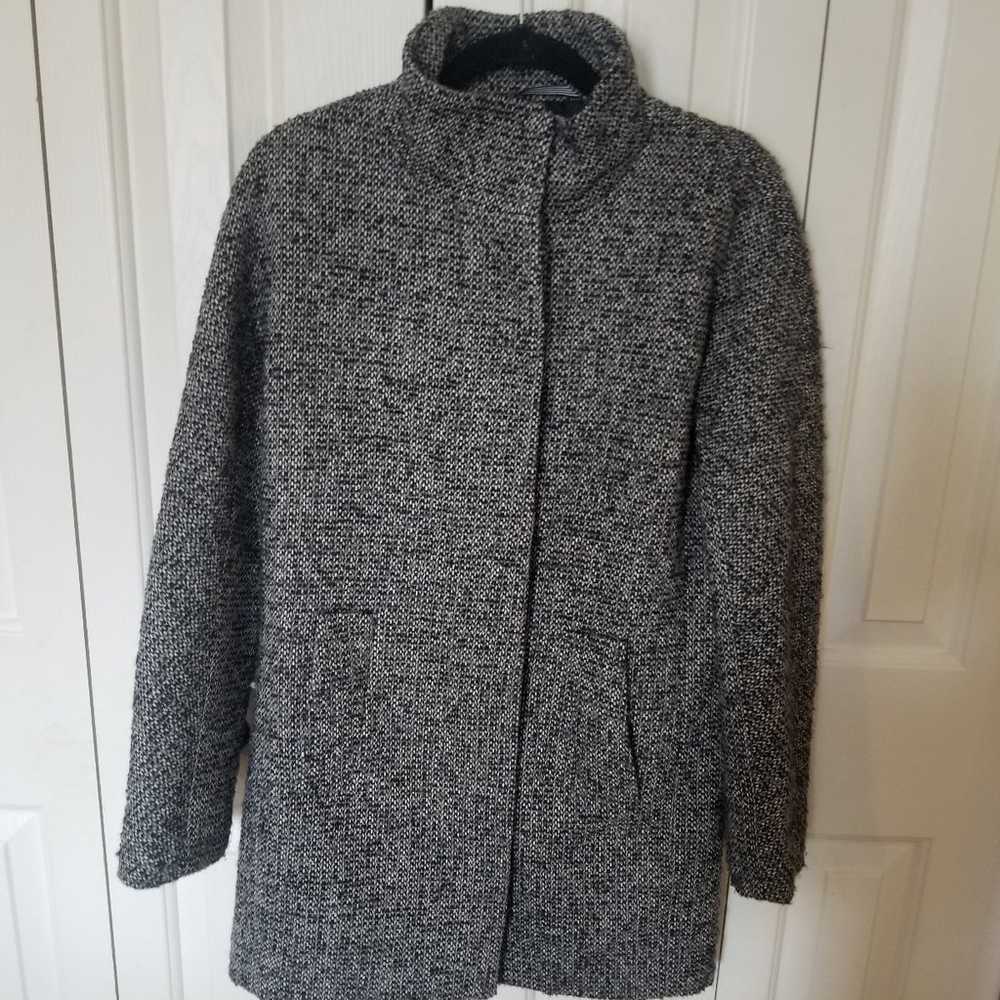 J Crew wool boucle tweed pea over coat jacket bla… - image 1