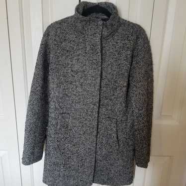 J Crew wool boucle tweed pea over coat jacket bla… - image 1