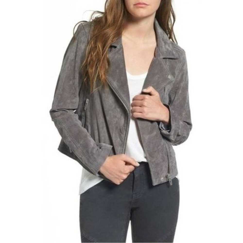 Blank NYC Grey Suede Leather Moto Jacket Zip Asym… - image 2