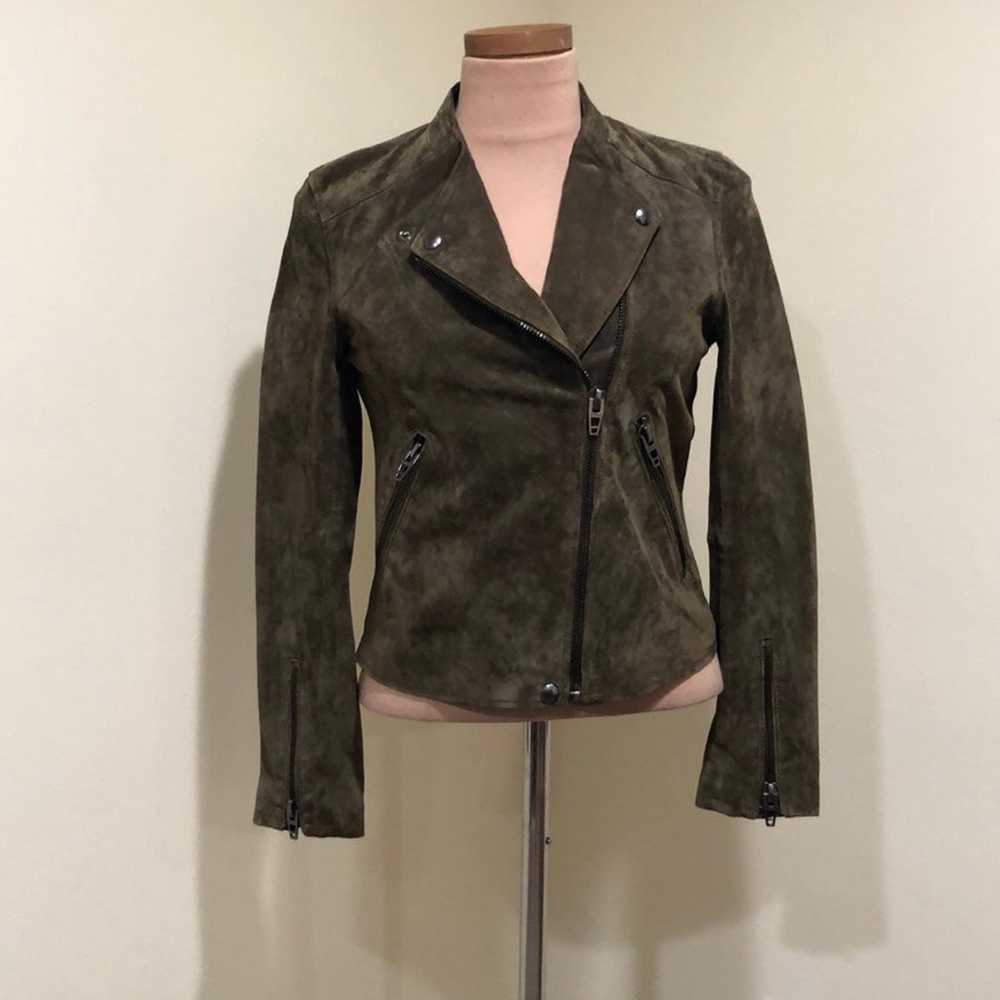 Blank NYC Suede Leather Moto Jacket Size XS Olive… - image 2