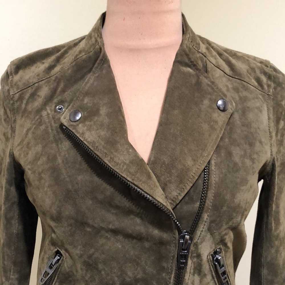 Blank NYC Suede Leather Moto Jacket Size XS Olive… - image 3