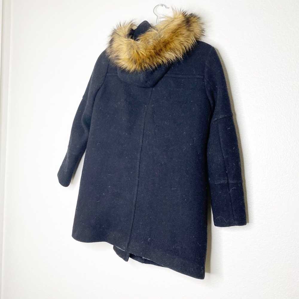 J. Crew Italian Wool Furry Hood Parka Coat black … - image 10