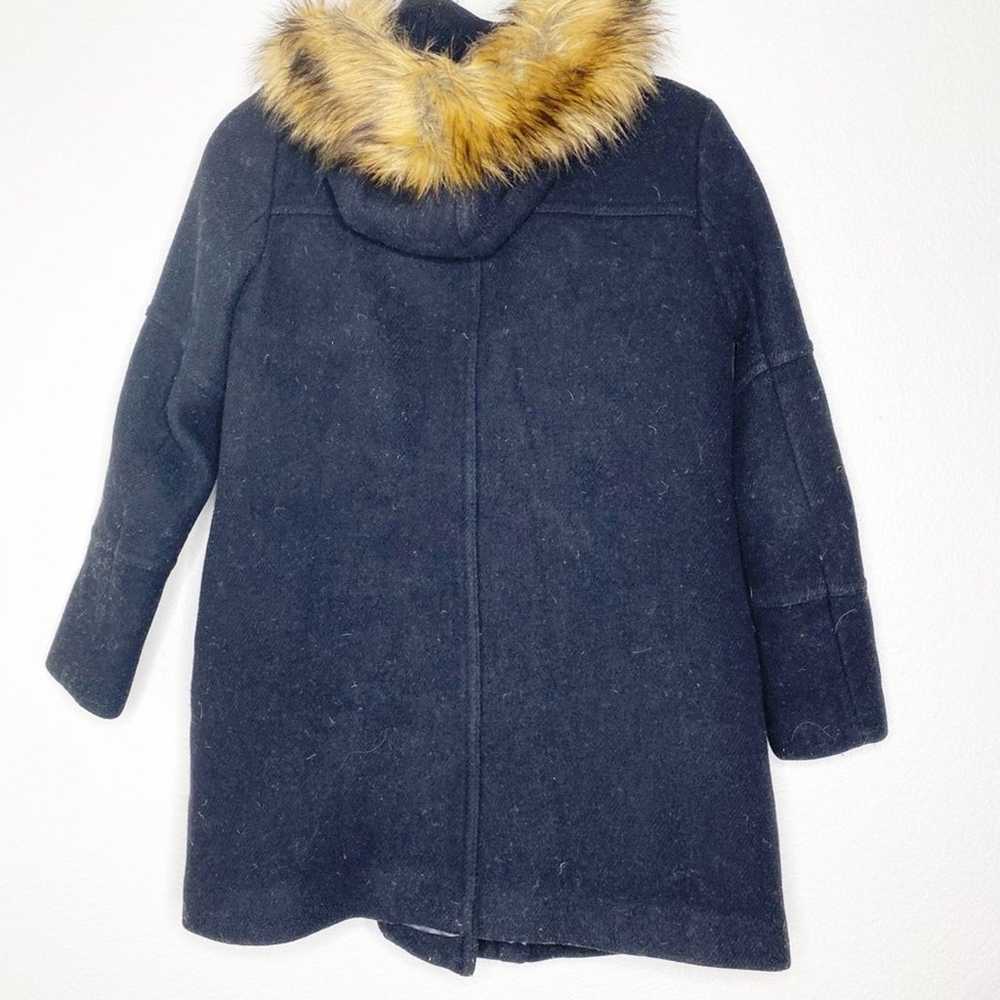 J. Crew Italian Wool Furry Hood Parka Coat black … - image 11
