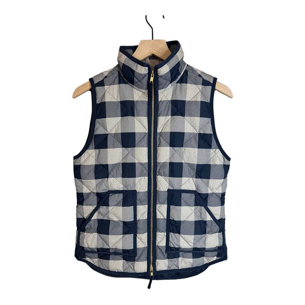 J. Crew Excursion Quilted Navy Checkered Vest - image 1