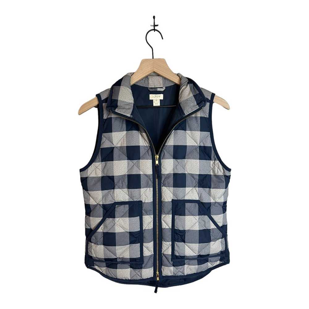 J. Crew Excursion Quilted Navy Checkered Vest - image 3