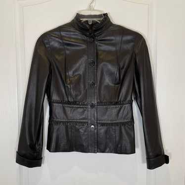 Per Se Carlisle Black Leather Jacket Button Down … - image 1