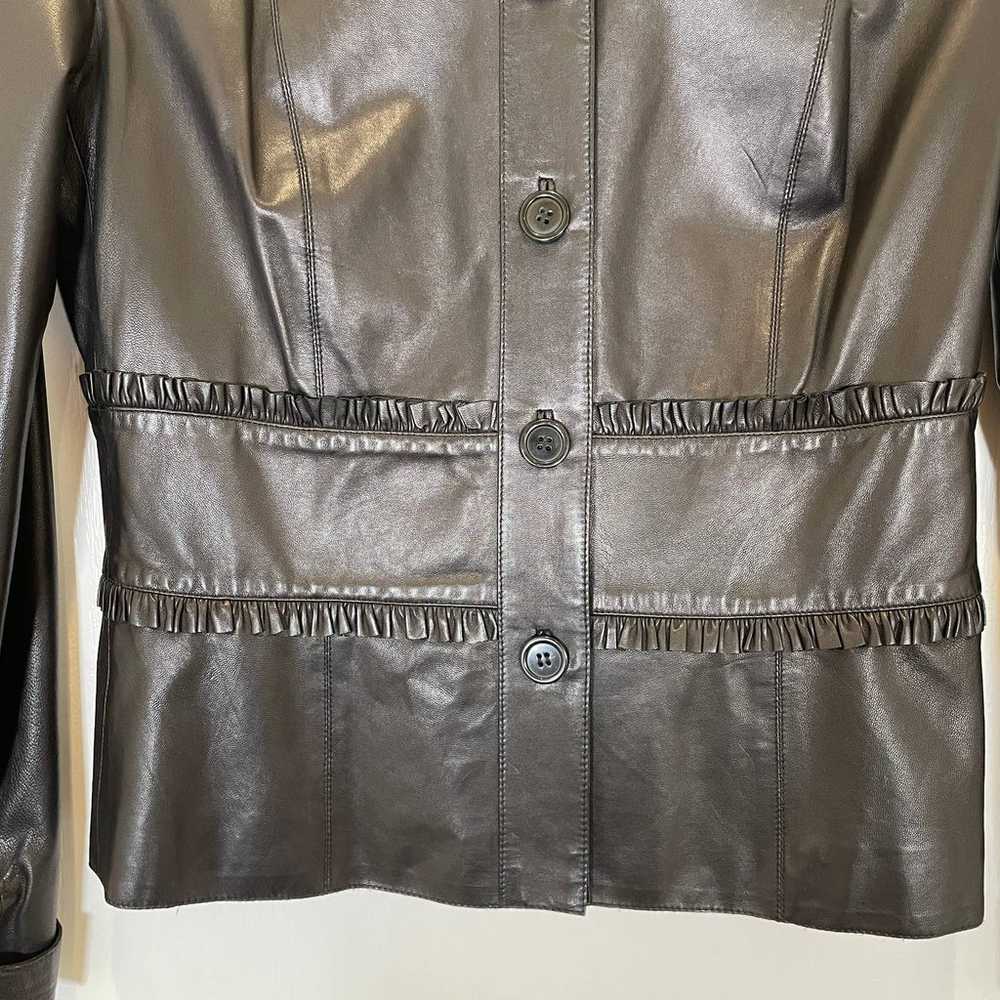 Per Se Carlisle Black Leather Jacket Button Down … - image 4