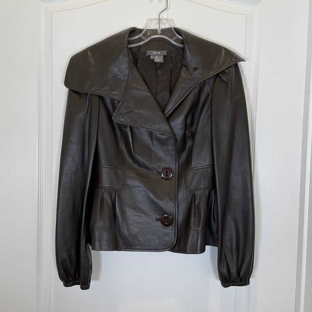 Per Se Carlisle Dark Brown Leather Jacket Wide La… - image 1
