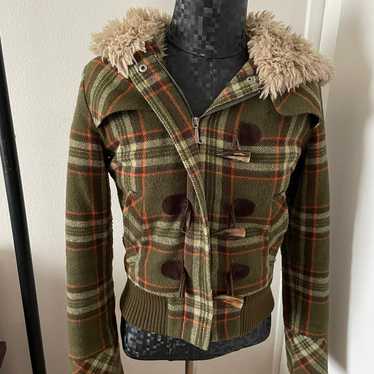 RARE Juicy Couture Plaid Sherpa Jacket Coat