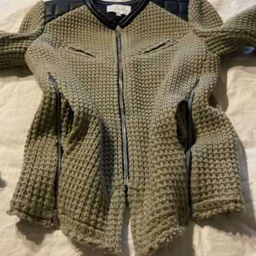 IRO Taupe Ceylona Knit Jacket with leather trim Bl