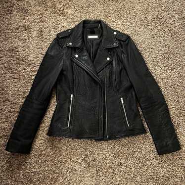 Black Rivet Shrunken Lambskin Leather Jacket - image 1