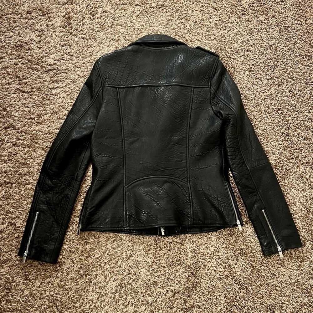Black Rivet Shrunken Lambskin Leather Jacket - image 2