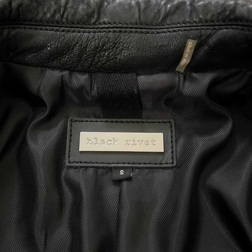 Black Rivet Shrunken Lambskin Leather Jacket - image 3