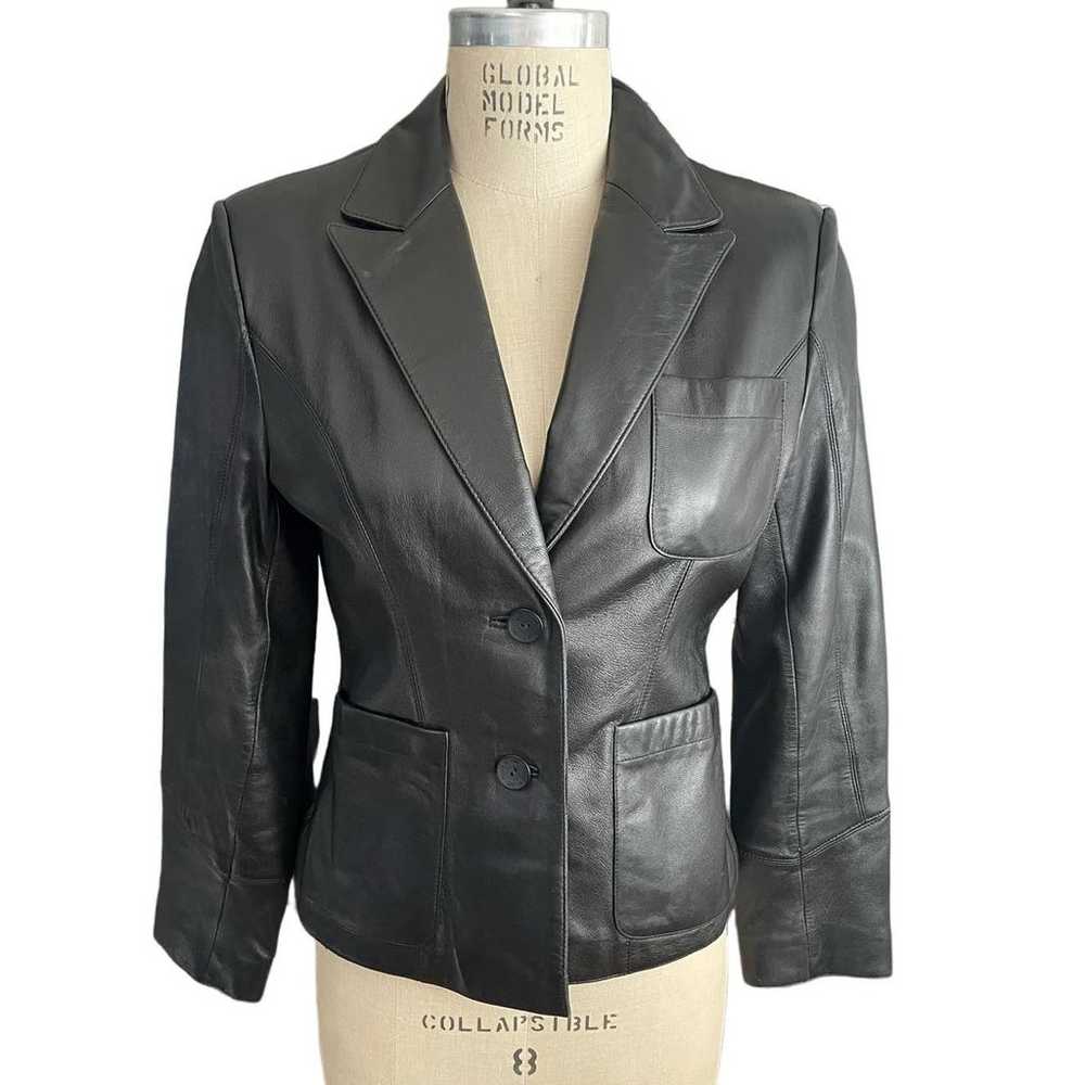Wilsons Pelle Studio Black Leather Blazer Size Sm… - image 2