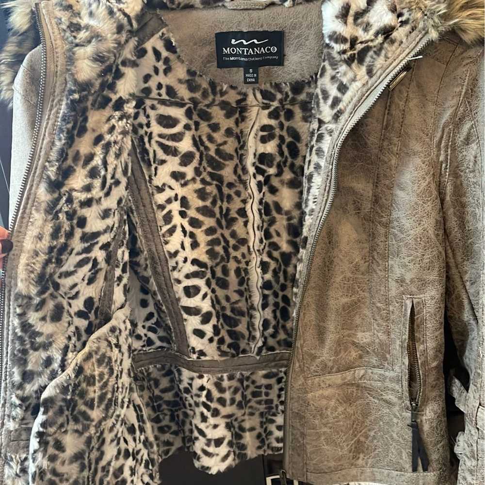 Faux Leather Leopard Fur Jacket - image 4
