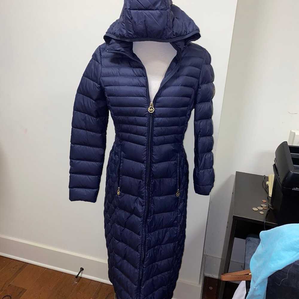 Michael Kors Blue Puffer Coat Size Small Like New - image 3