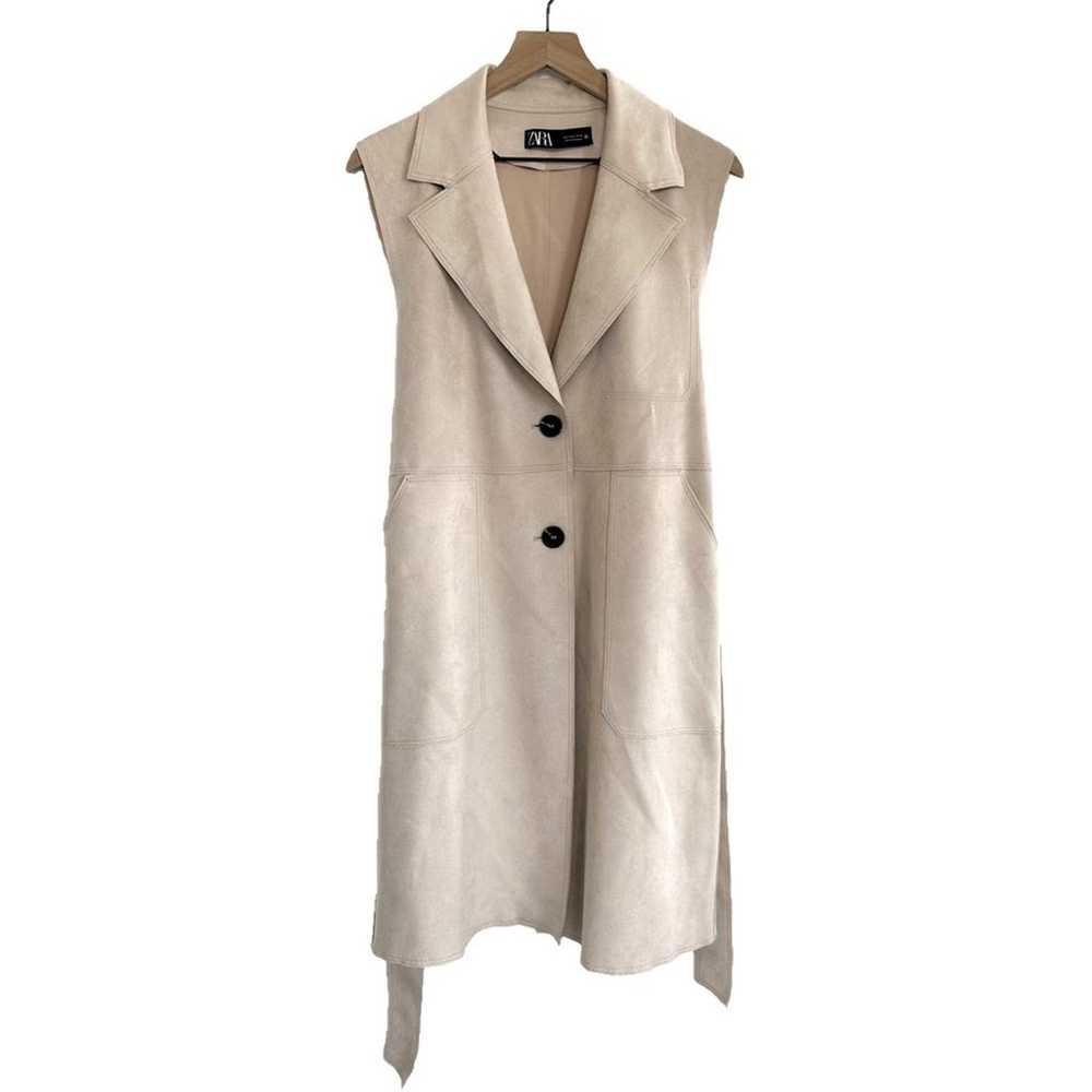 ZARA Cream Faux Suede Belted Vest Size S - image 4