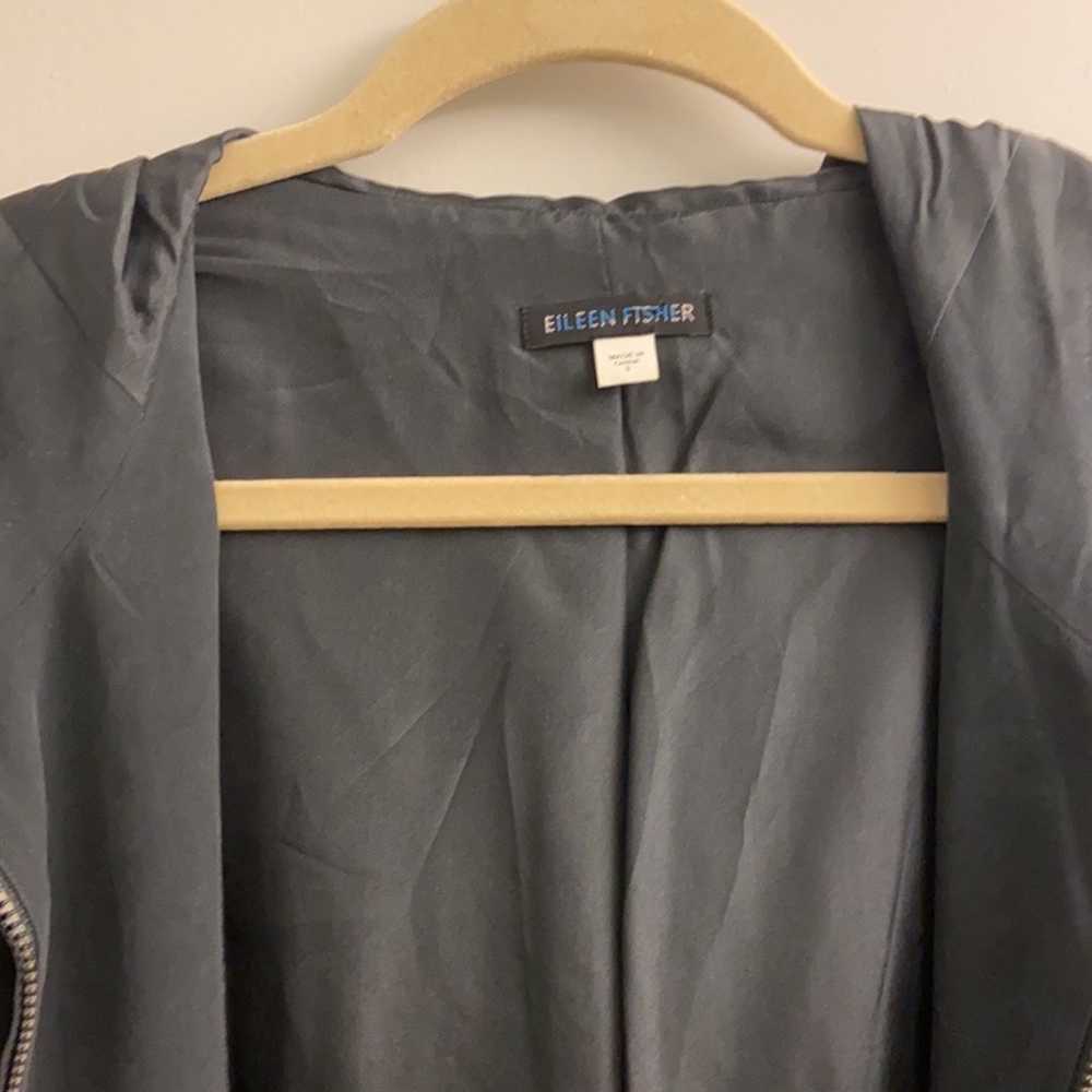 Eileen Fisher Navy Silk Hooded Jacket - image 2