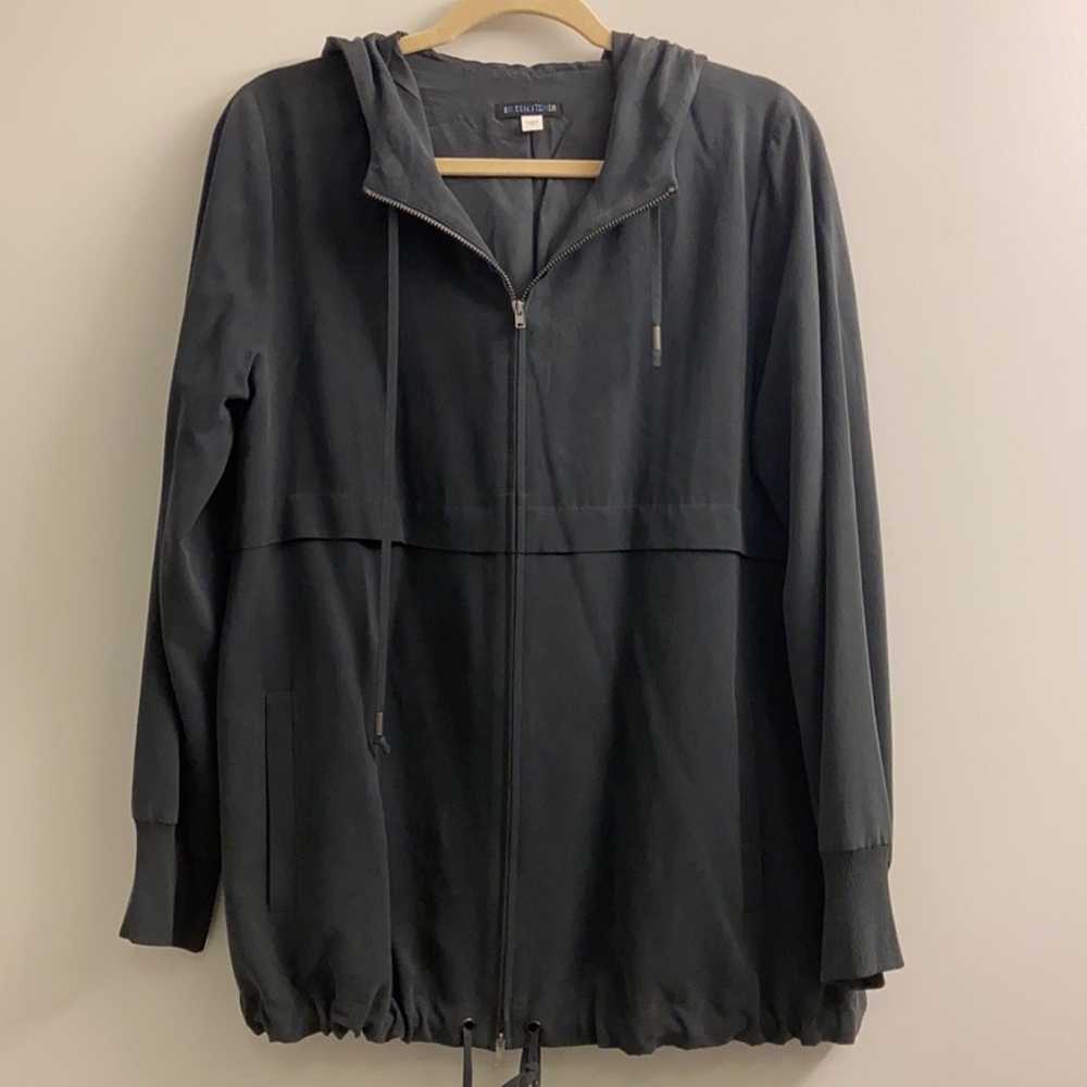 Eileen Fisher Navy Silk Hooded Jacket - image 9