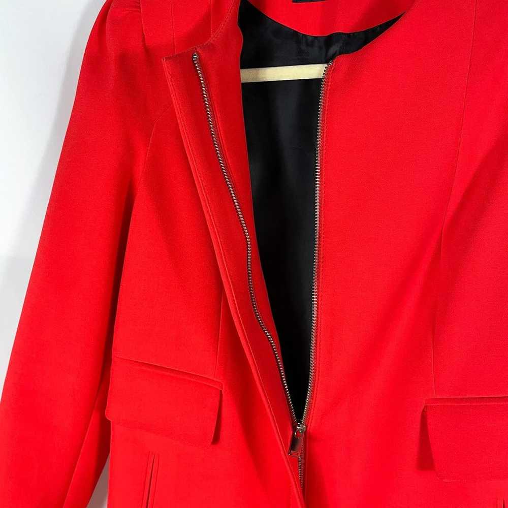 Zara Woman Full Zip Red Coat Flap Pockets Long Pu… - image 5