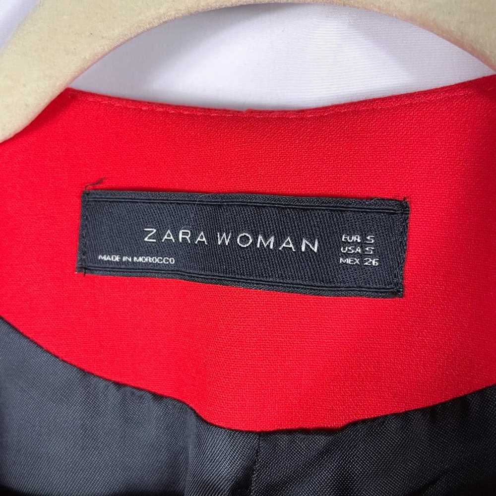 Zara Woman Full Zip Red Coat Flap Pockets Long Pu… - image 6