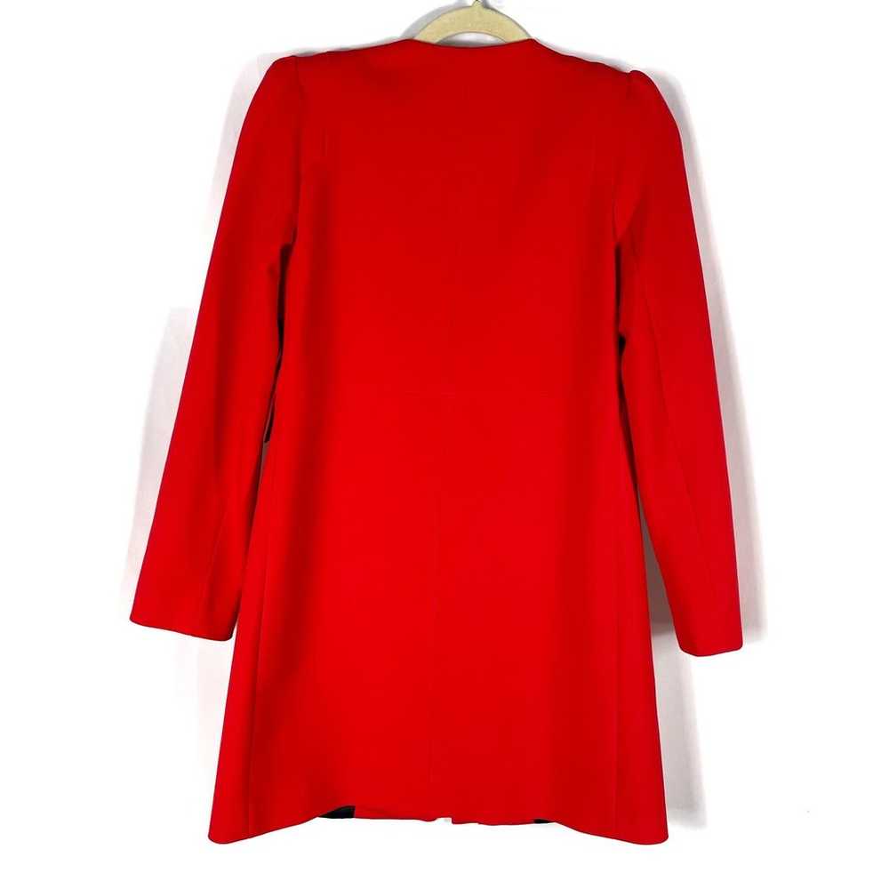 Zara Woman Full Zip Red Coat Flap Pockets Long Pu… - image 7