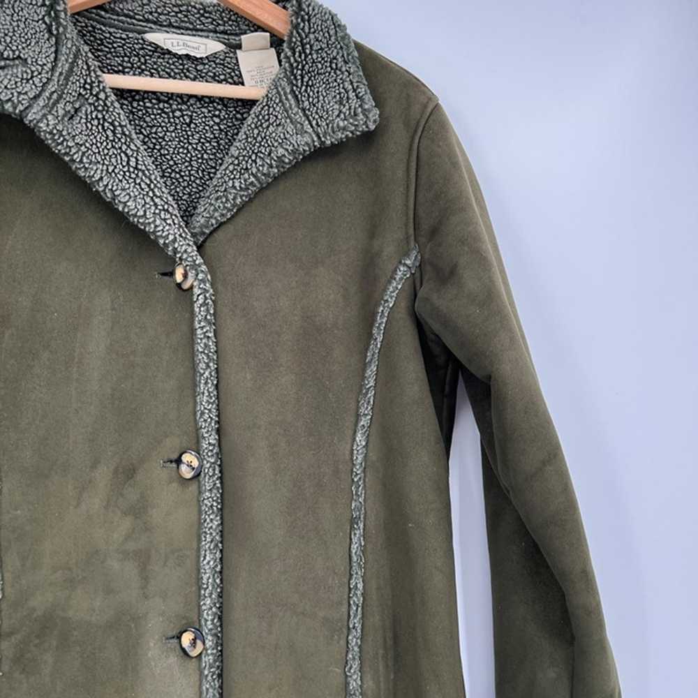 LL BEAN Coat Jacket Faux Suede Shearling Long Jac… - image 6