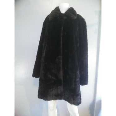 Womens Gallery Brown Ribbed faux fur Coat Size Me… - image 1