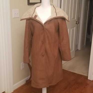 Talbots brown sherpa/suede winter coat 8 - image 1